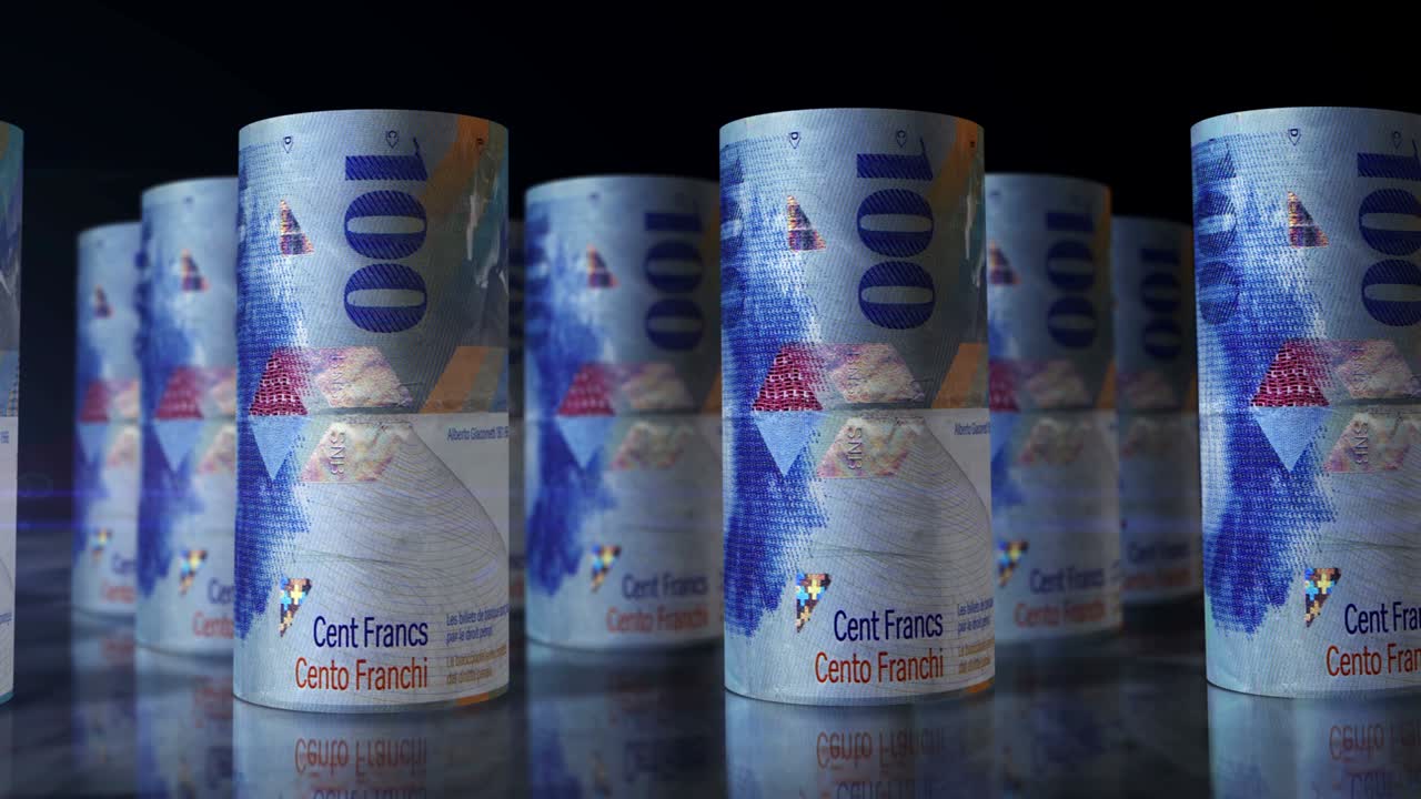 francos suizos billetes de dinero rollos bucle sin costuras