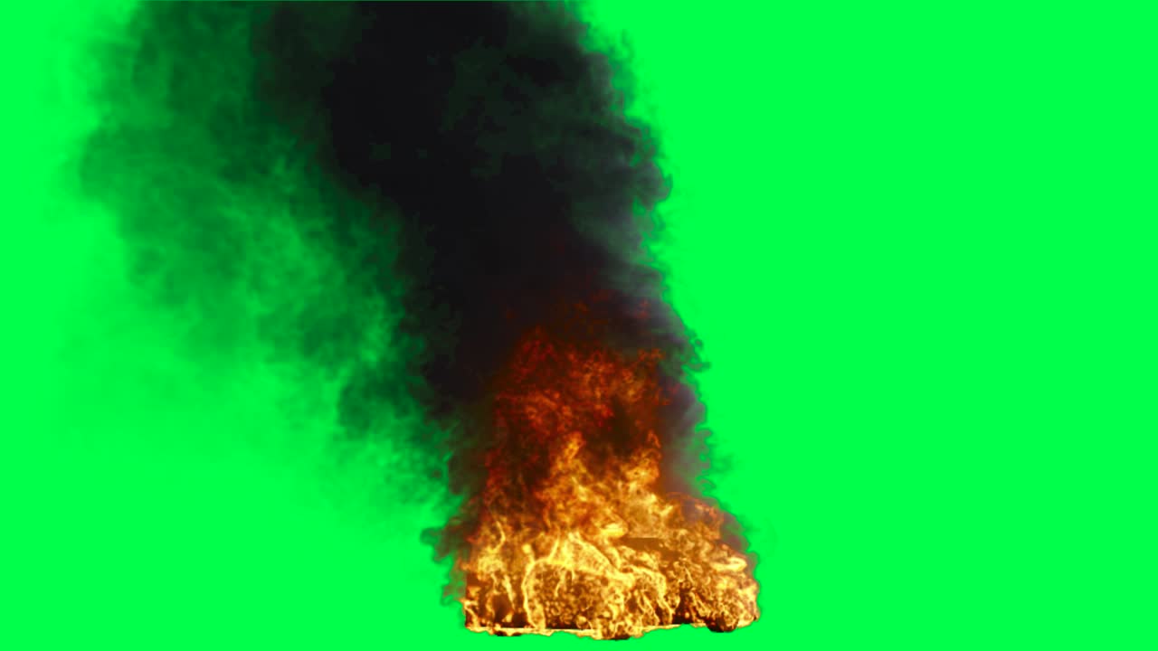 fuego y humo en pantalla verde
