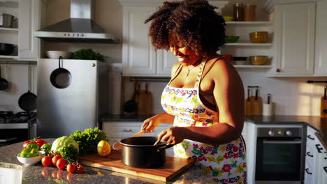 woman cooking in kitchen