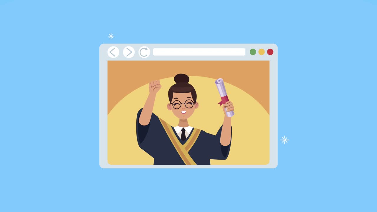 graduate girl in webpage template online graduation