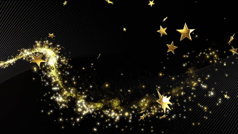 animación del rastro de luz y las estrellas sobre fondo negro