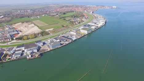 Aerial:-The-famous-fishing-town-port-Yerseke-in-the-Netherlands