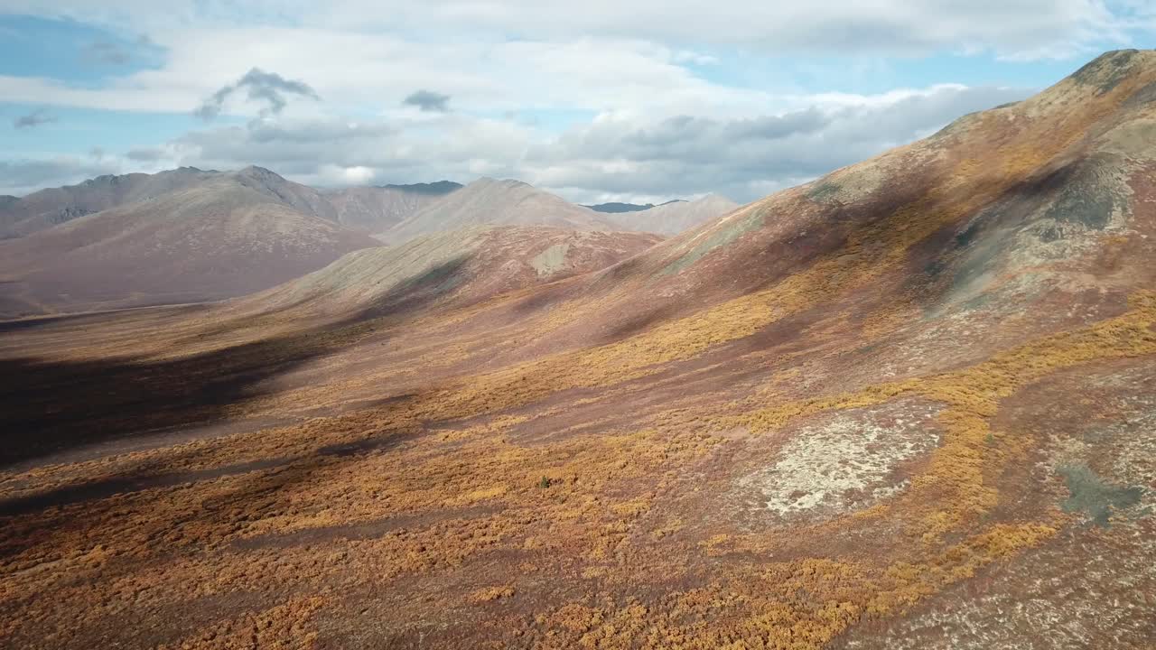 Aerial View of Alaskan Mountains in Autumn