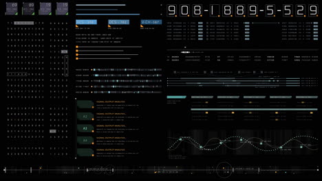 Futuristic hi-tech user interface head up display elements with digital data information display for background computer desktop screen