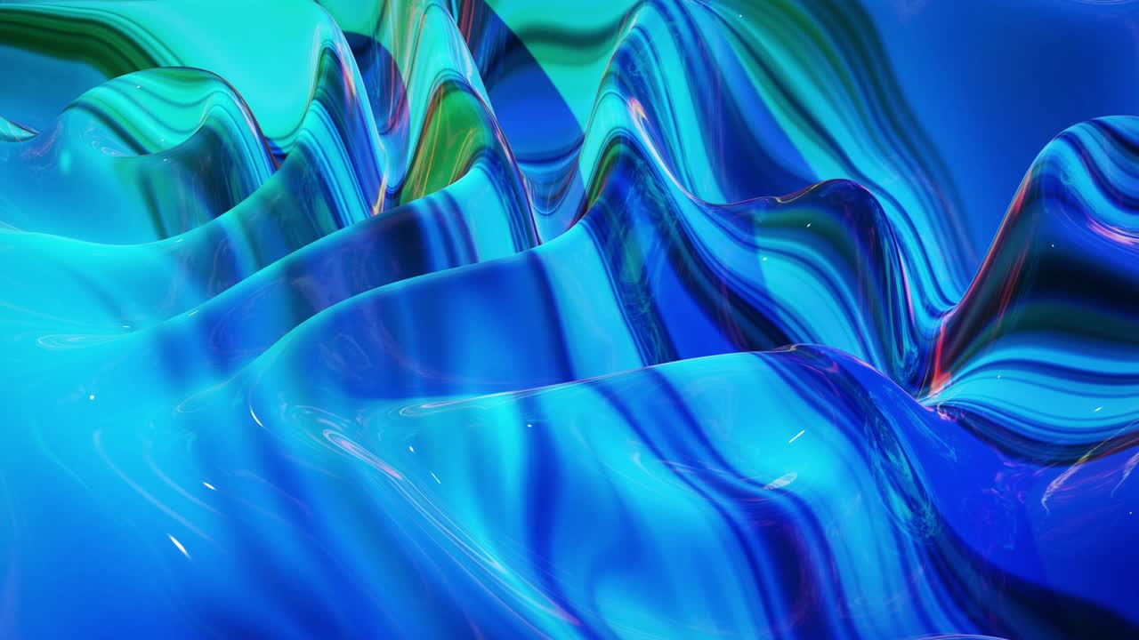 Looped abstract fluid background multicolor marble style. Beautiful glossy wavy surface of liquid with pattern, gradient color and flow waves on it. Creative bright bg with soft smooth animation.