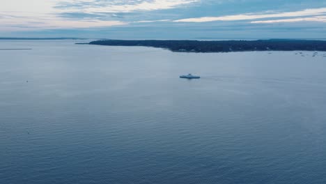 Aerial-Drone-shot-of-Orient-Greenport-North-Fork-Long-Island-New-York-before-sunrise-with-ferry-and-houses