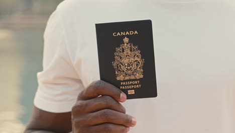 person holding a canadian passport