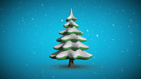 Snow-falling-on-revolving-fir-tree