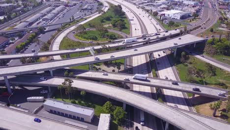 an excellent aerial over a vast freeway interchange near los angeles california 4