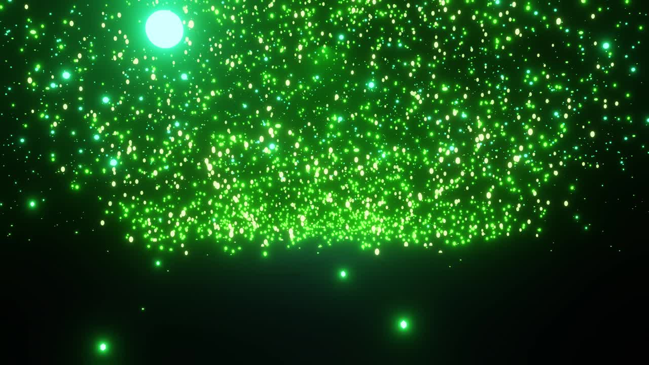 크리스마스 공연을 위한 초록색 밝은 입자 배경