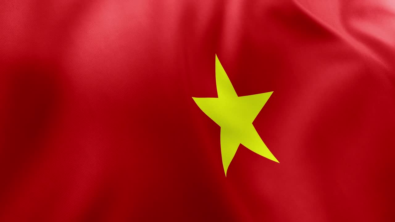 Waving flag of Vietnam animation, red background with yellow star, national symbol