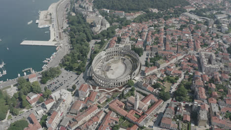 croatia pula colosseum drone shot 4k landscape