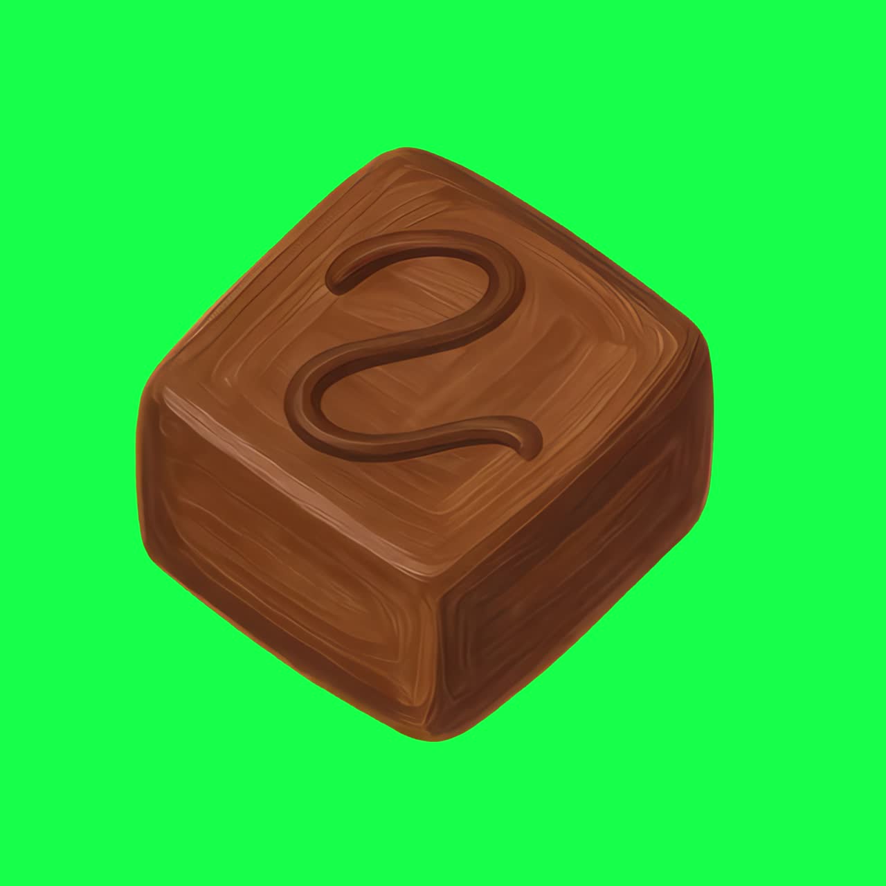Brown chocolate cube illustration animation, transparent 4K video, green screen