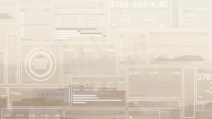 Animation of interface with data processing against aerial view of cityscape