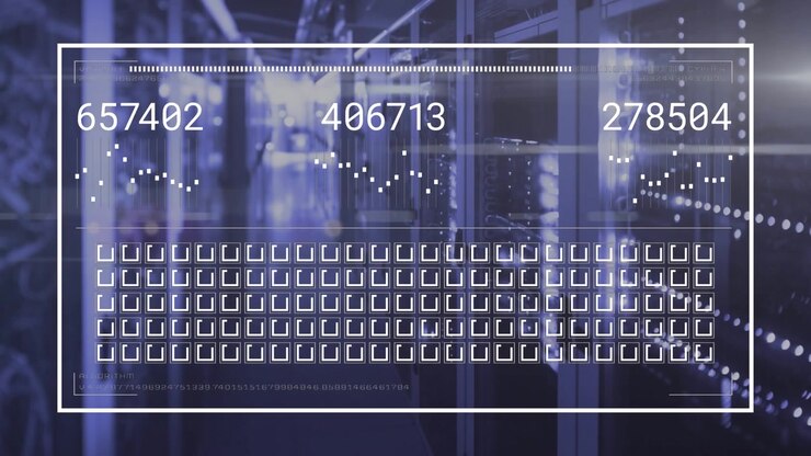 Animation of numbers and data processing over computer servers
