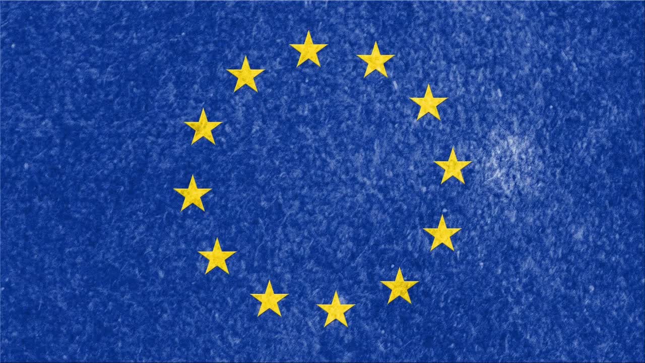 파란색과 텍스처 배경에 노란색 별의 원의 애니메이션