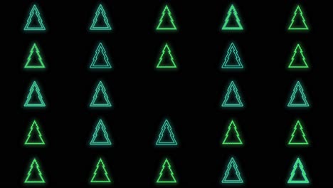 Neon-green-Christmas-trees-pattern-on-black-gradient