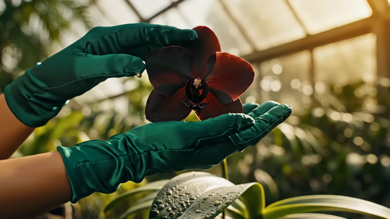 Watering a Beautiful Orchid Flower