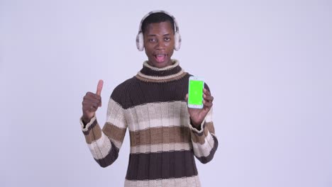 young handsome african man ready for winter