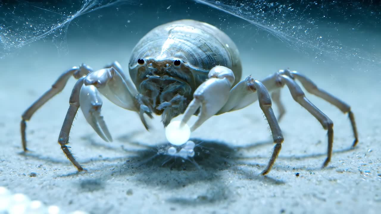 Crab with Pearls Underwater