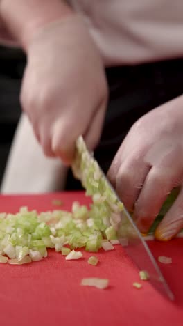 chef chopping celery