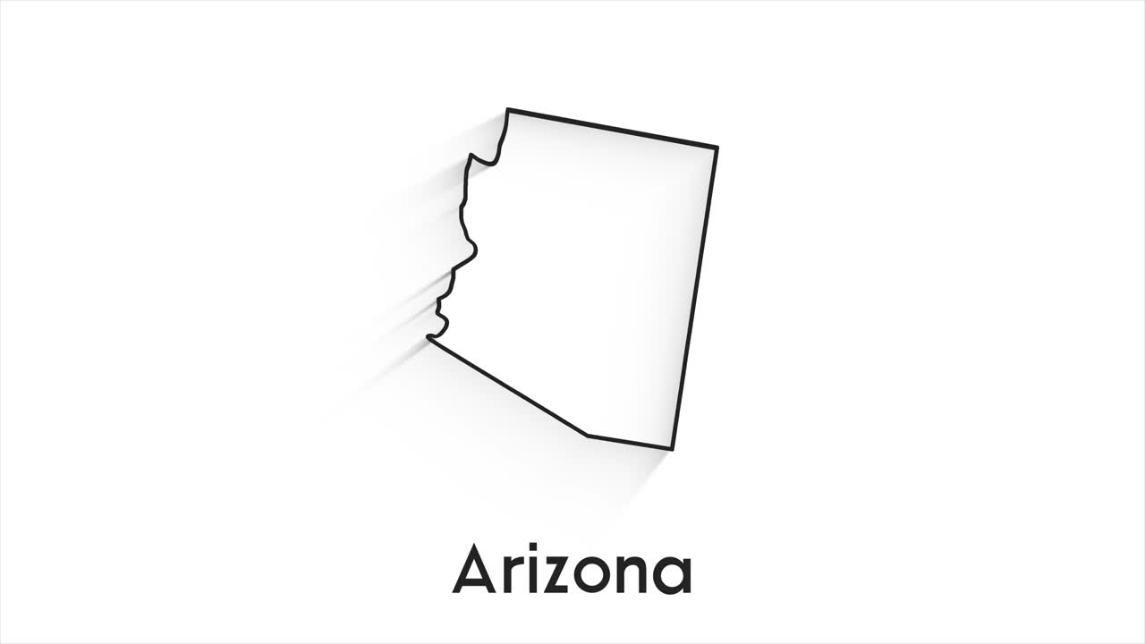 미국 애리조나 주 - 지도에 애니메이션 라인 위치 마커 - 당신의 비디오에 화면 투명 모드를 사용하기 쉽다.