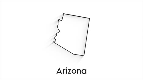 arizona-bundesstaat der vereinigten staaten von amerika. animierte linienstandortmarkierung auf der karte. einfach zu verwenden mit bildschirmtransparenzmodus auf ihrem video.