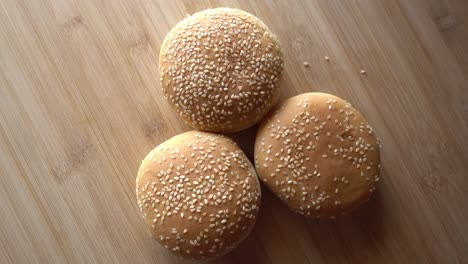 hamburguers rotates as background top view