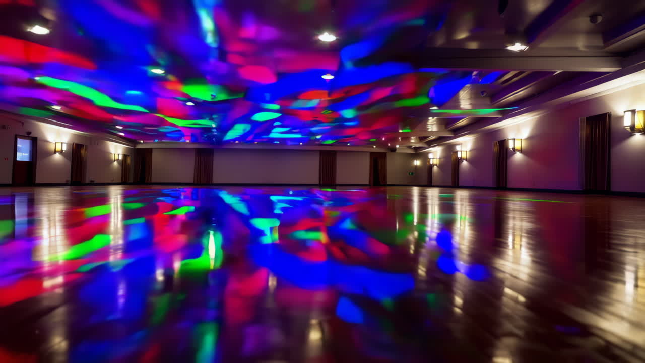 Colorful Dance Hall with Reflections