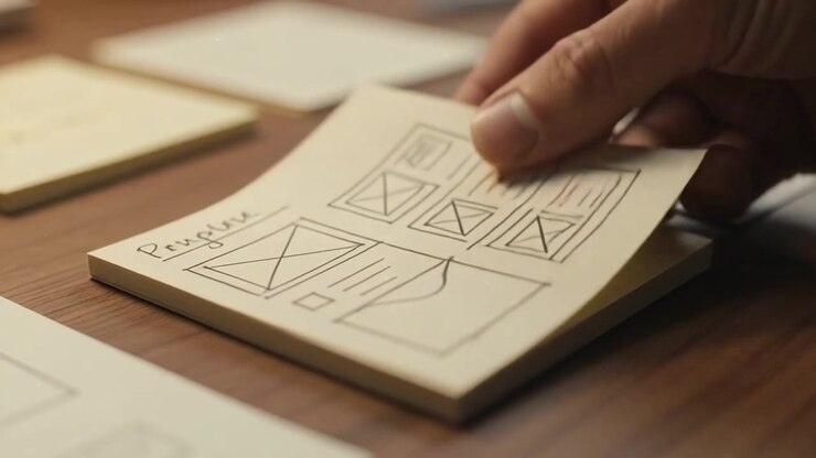 Designer al lavoro su wireframe di siti web e prototipi UI