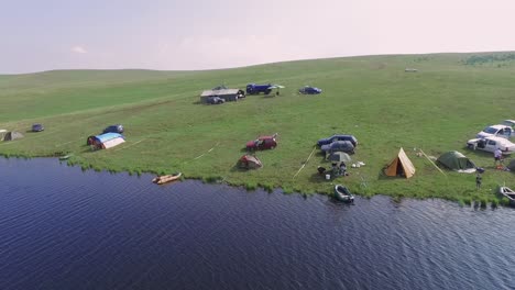 camping by lake - drone footage 3