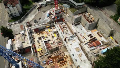 aerial of construction site in switzerland