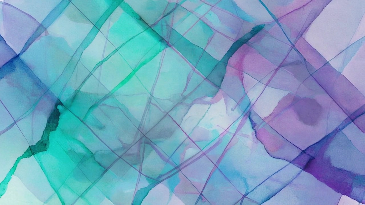 Abstrakter Aquarellhintergrund mit überlappenden türkisen und violetten Farbwischungen