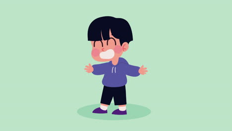 asian little boy character animation