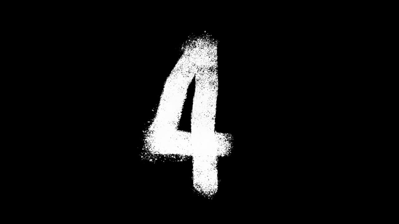 Animated Grunge Spray Paint Number Four on Black Background