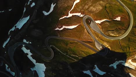 aerial view of the mountain road grossglockner hochalpenstrasse, through austrian alps