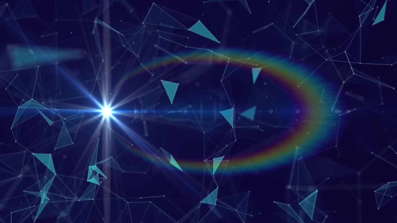 어두운 배경에 빛나는 별과 함께 회전하는 네트워크 연결