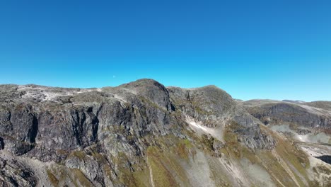 rimstigfjellet mountain in aurland norway, on clear summer day. scenic mountain terrain along the path to breiskrednosi
