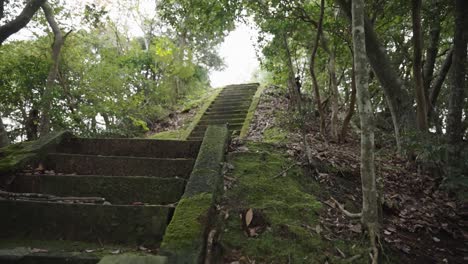 Moosige-Treppe-In-Der-Landschaft-Japans,-Die-Zum-Gipfel-Des-Hügels-Führt