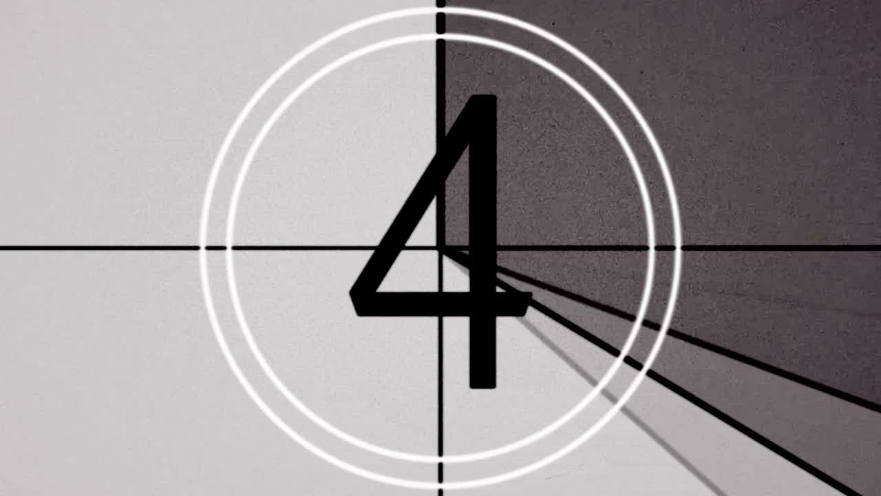 líder de la película universal, símbolo de cuenta atrás desde 8, con pantalla verde clave de croma en el final