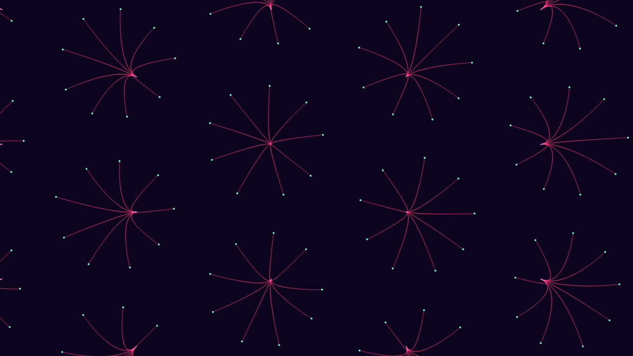 Neon circles pattern in symmetry rows with neon color on dark space 1
