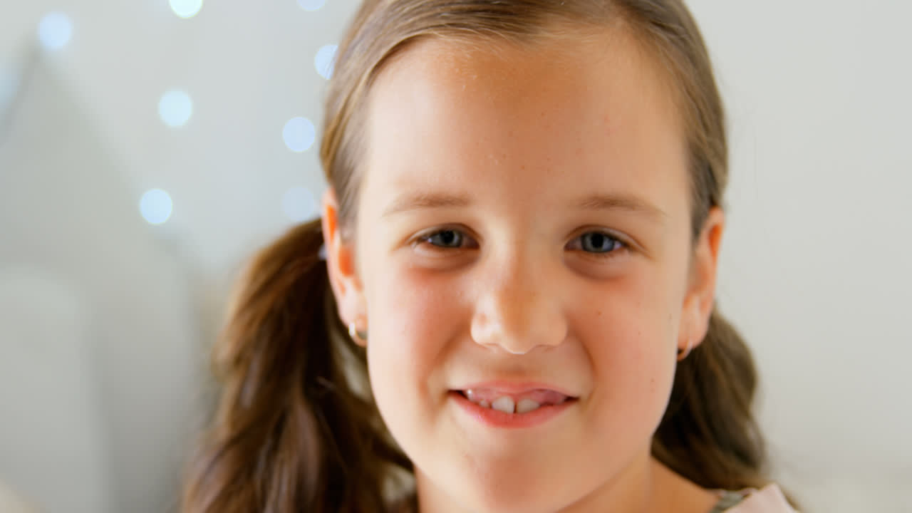 Portrait of happy small girl 4k