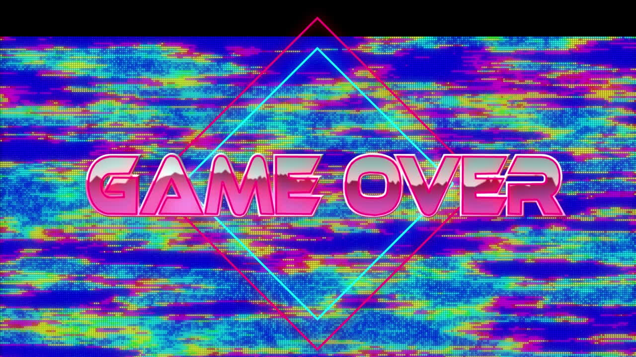 다채로운 배경 위에 텍스트 위에 게임의 애니메이션