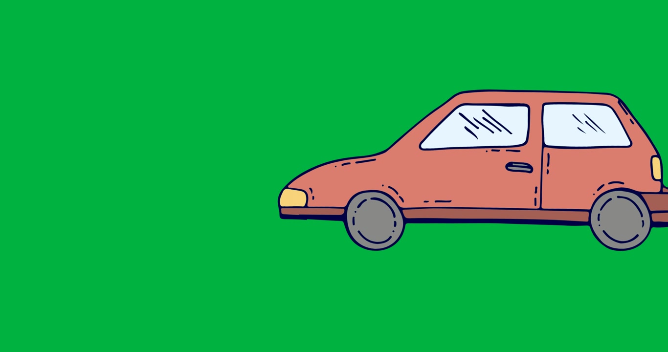 Animazione digitale di icona di auto rossa che si muove su sfondo nero