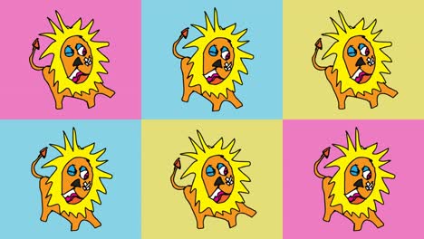 kids drawing pop art seamless background with theme of lion