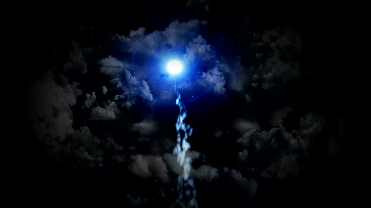 paisaje de fantasía en cielo nublado, animación de hadas, fondo en bucle,