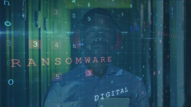 Animation of data processing against african american male engineer working at computer server room