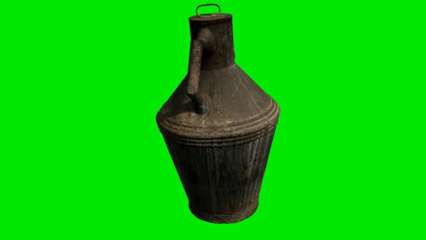 Vintage-metal-jug-on-green-chromakey-background