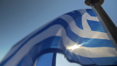 greek flag waving in the wind on sky background