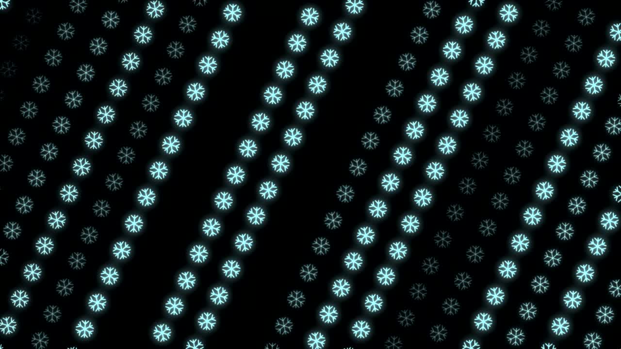 Seamless Pattern of Light Blue Snowflakes on Black Background
